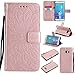 Galaxy S6 Edge Plus Case,Durable Lightweight PU Leather Embossed Flip Cover with Inner Soft Bumper Shockproof Wallet Cover with Magnetic Closure for Samsung Galaxy S6 Edge Plus -Sunflower Rose Gold