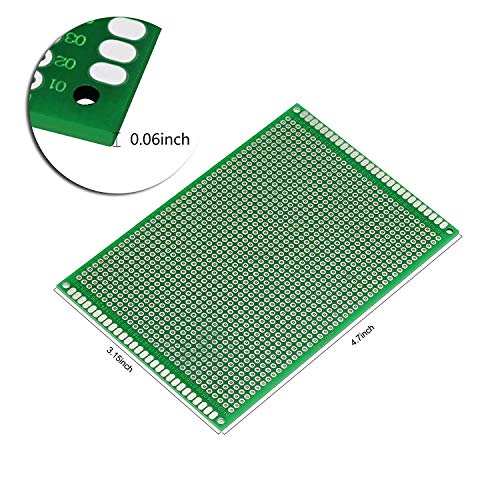LampVPath (Pack of 2) PCB Prototype Board, Double Sided PCB Proto Board for DIY Solder Breadboard, 8cm X 12cm(3.150" X 4.724") Universal Printed Circuit Board
