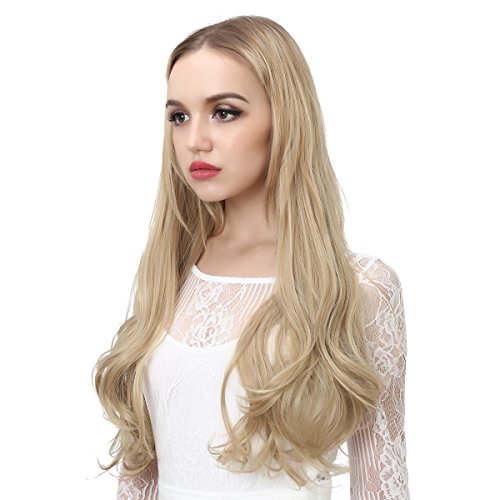 SARLA Synthetic Hairpieces Flip in Women Hair Extensions Natural Wave Invisible Halo Hair Extensions M01 (16H613 Dirty Blonde)