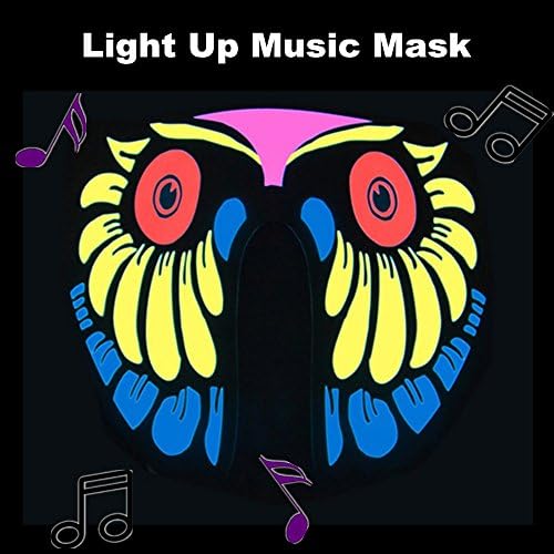 Unisex Flashing EL Panel Music Control LED Party Costume Mask, Comfortable Sound Activated Flashing Mask for Kids Or Adult Night Riding, Music Festival Or Rave Party (Owl)