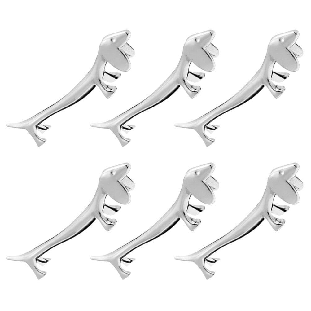 Ciieeo 6Pcs Zinc Alloy Dog Shape Chopstick Rests 3.54In Decorative Chopstick Holders Cutlery Organizer for Home Kitchen Dining Table