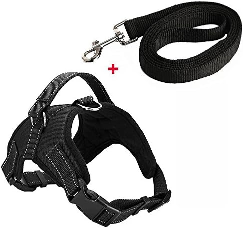 Dog Harness Large Medium Small - No Pull Dog Harness Adjustable Vest With Handle Include Free Leash For Training Walking Black Medium