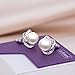 18K Silver Stud Earrings & Faux Pearl Earrings Set Zircon Twist for Women Jewelry