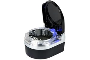 AISIBO Portable Car Ashtray with Lid Smell Proof, Detachable Ashtray with Blue LED Light, Detachable Cigarette Smokeless for Dashboard Cigar (Black)