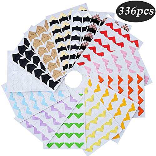 336 Pieces Photo Mounting Corners Photo Corners Self Adhesive Photo Corner Sticker for DIY Scrapbook, Picture Album, Personal Journal (14sheets 14colors)