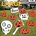 Pawliss Halloween Decorations Outdoor Cute, Extra Large 8ct Pumpkins Skeleton and Ghost Yard Signs with Stakes, Kids Friendly Trick or Treat Party Decor, Corrugated Plastic Fall Decorations Outside