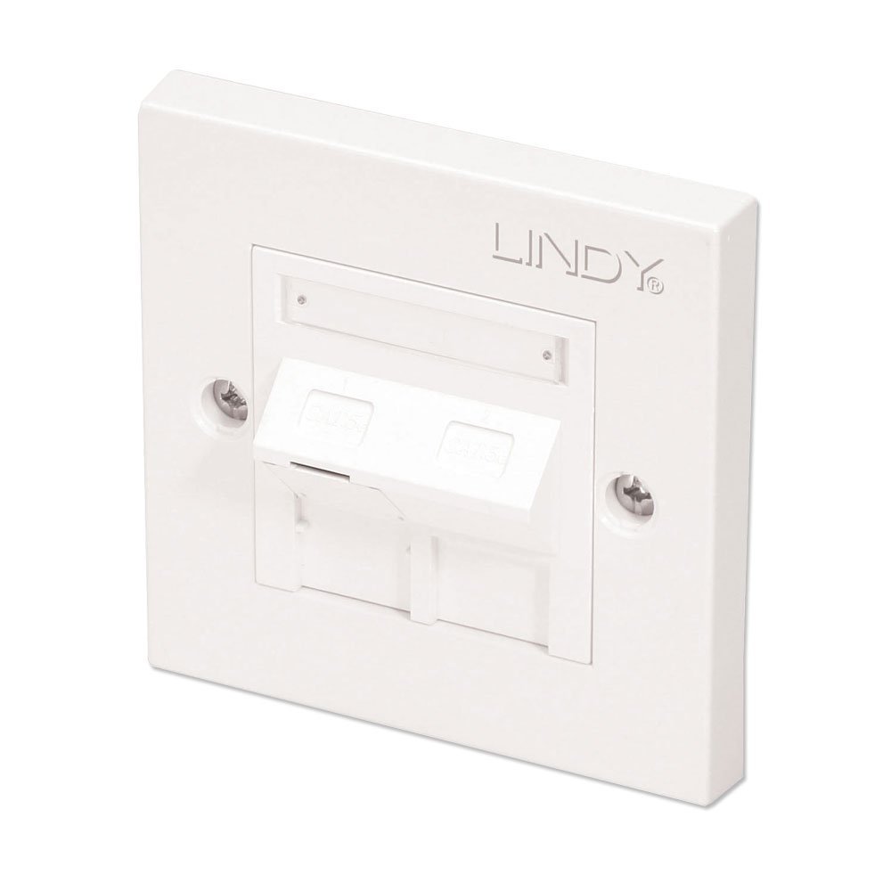 LINDY CAT5e Single Wall Plate with 1 x Angled RJ-45 Shuttered Socket Unshielded