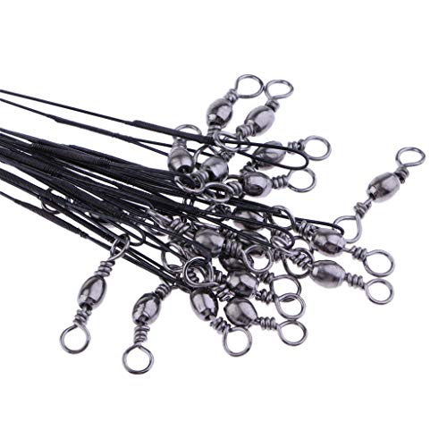 B Blesiya 20 Stück Fishing Stahlvorfach mit Wirbel für Süßwasser & Salzwasser zum Raubfisch(wie Hecht)-Angeln, 30 cm… – Bild 3