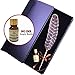 Jubapoz Dip Pen Set Calligraphy Feather Quill Pen Set Antique Feather Writting Quill Ink Dip Pen (Gray Feather)