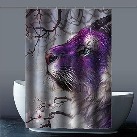 Brauch Lion Löwe Dusche Vorhang Shower Curtain Wasserdicht Polyester Fabrik für Bad 120 Zentimeters x 183 Zentimeters
