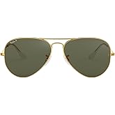 Ray-Ban Unisex RB3025 Classic Polarized Aviator Sunglasses, Gold/Green Polarized, 58 mm