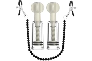 Nipple Sucker 2pcs Vacuum Suction Cup and Adjustable Nipple Clamps Bells Pearl Chain Sexual Pleasure Non Piercing Chain Nippl