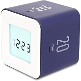 mooas Multi Clock Time Cube Timer, Alarm, Backlight, Productivity (Violet) | 5/10/20/30 Min Countdown Timer, 12/24H Clock, Battery Operated, Easy to Use, ADHD, Exercise, Study, Cooking, Work