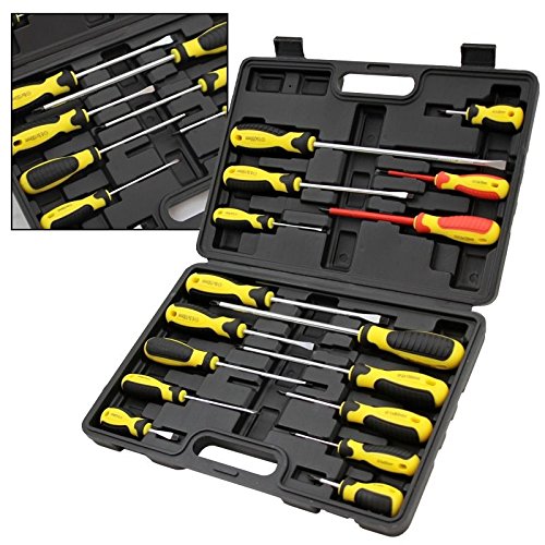 Click Here to See More Images New 16 pc Multi Purpose Mechanics Screwdriver Set Portable Case Heavy Duty Tool Set
