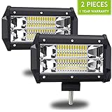 AMBOTHER 2Pcs 5'' 24 LED Light Bar Off Road Driving Work Spot Beam Fog Lights Waterproof Super Bright 144W light bar for Jeep Truck Motorcycle Van Wagon ATV SUV Pickup