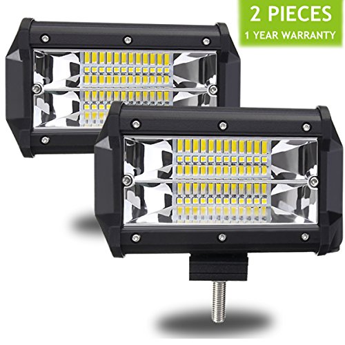 AMBOTHER 2Pcs 5'' 24 LED Light Bar Off Road Driving Work Spot Beam Fog Lights Waterproof Super Bright 144W light bar for Jeep Truck Motorcycle Van Wagon ATV SUV Pickup