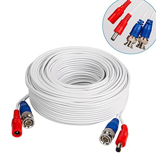 TYUMEN 4 Pack 60FT (18.3 Meters, White) All-in-One BNC Video and Power Security Camera Cables, BNC Extension Surveillance Camera Cables for CCTV Camera DVR Security Systems