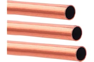 Eoiips Copper Round Tube 1/2”OD x 12/25”ID (12-13mm) Straight Copper Round Metal Pipe Tubing, 6" Length, 3pcs