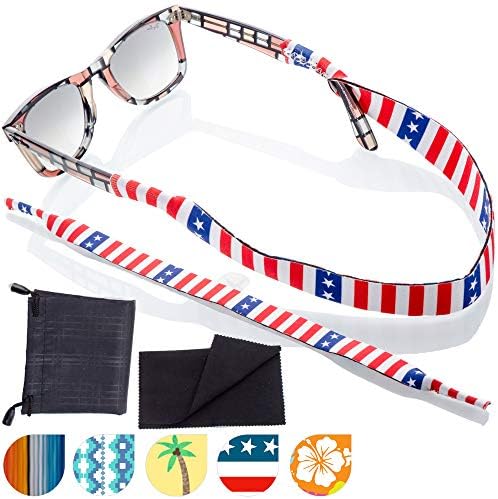Sunglass and Glasses Sport Strap - 2pk Active Eyewear Retainer with Bonus Items (Liberty)