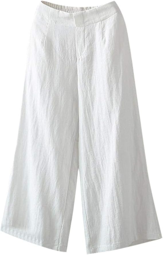 plus size white linen palazzo pants