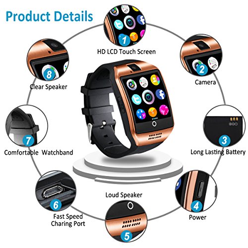 image for Luckymore Bluetooth Smart Watch Touchscreen with Camera,Unlocked Watch