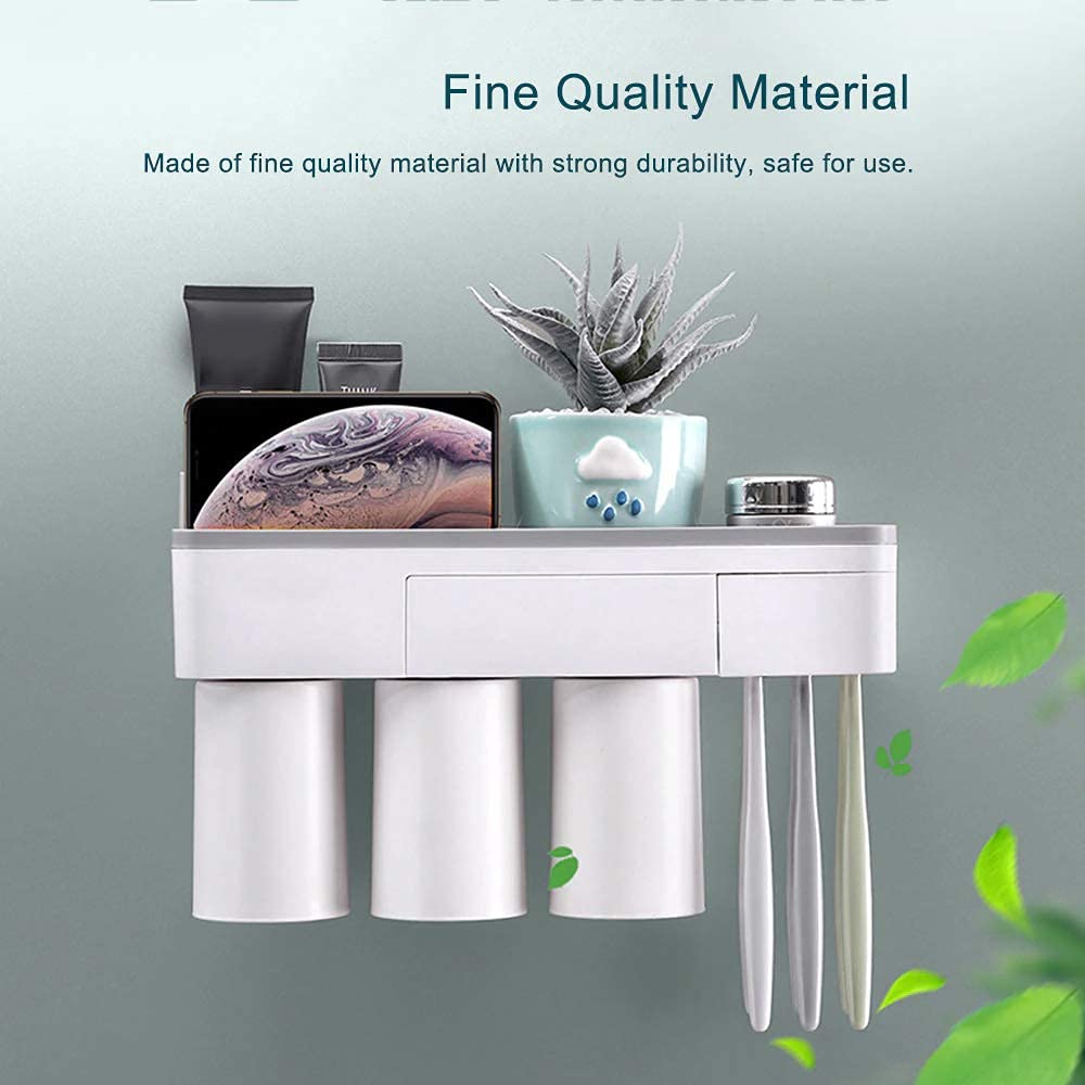 ONPRIX Toothbrush Holder and Automatic Toothpaste Dispenser Squeezer, Wall Mounted