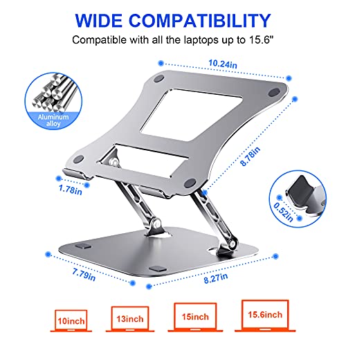 Adjustable Laptop Stand for Desk AOEVI Portable Notebook Stand Ergonomic Aluminum Laptop Riser Compatible with Tablet 10-15.6\