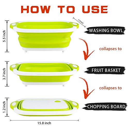 elabo Collapsible Cutting Board with Dish Tub, Spacesave Folding