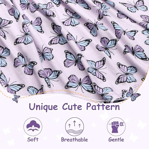 VASCHY Girls Dresses, Dress Long Sleeve Short Printed Dress Unicorn Princess Butterfly Mermaid Dresses Clothes Cotton Summer Party Holiday Dress 3-10 Years
