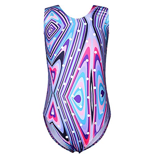 Gymnastics Long Sleeve Leotards for Girls Dance Ballet Sparkle Ribbons Dancewear (150(9-10Y), Sleeveless Purple) - Thumbnail 7