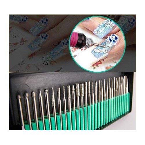 Tcplyn Premium Quality 30 Piece Manicure Pedicure PRO Electric Nail Drill Bit Set 3/32 File Shank