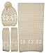 Bienvenu Women Lady Winter Warm Knitted Snowflake Hat Gloves and Scarf Winter Set
