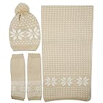 Bienvenu Women Lady Winter Warm Knitted Snowflake Hat Gloves and Scarf Winter Set Bienvenu Women Lady Winter Warm Knitted Snowflake Hat Gloves and Scarf Winter Set