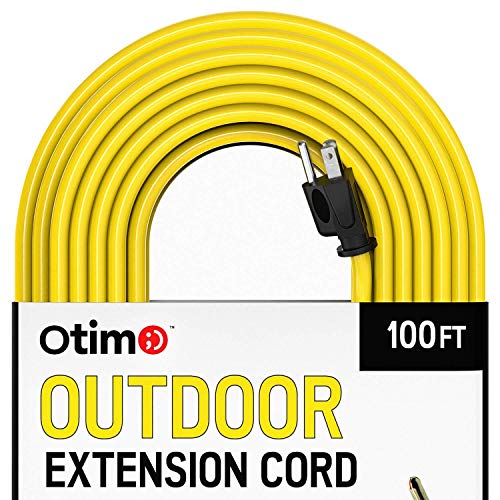 Otimo 100 ft 14/3 Outdoor Heavy Duty Extension Cord - 3 Prong Extension Cord, Yellow