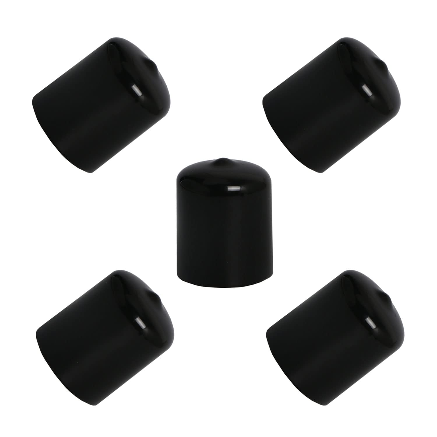 Ohamtes 5PCS ID28mm(1-7/64") Black PVC Rubber End Caps, Vinyl Flexible End Caps, Round Pipe End Caps, Bolt Thread Protector Safety Caps