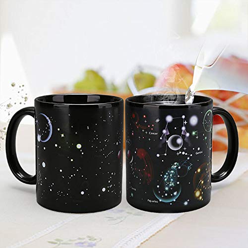 Constellation Mug Heat Changing Color Magic Coffee Mug Heat Sensitive Porcelain Tea Cup Morphing Creative Mug Home Ceramic Cup Novelty Mugs Xmas Funny Gifts(12 OZ)