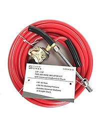 Potencia dinámica 3 8" X 50 'Kit de manguera de aire inflador de neumáticos con Universal Gladhand & Chuck (rojo), d pvc38   50   04
