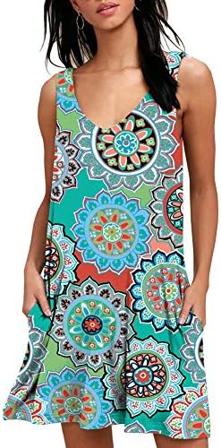 Women Summer Casual V Neck T Shirt Dresses Beach Cover up Plain Tank Dress