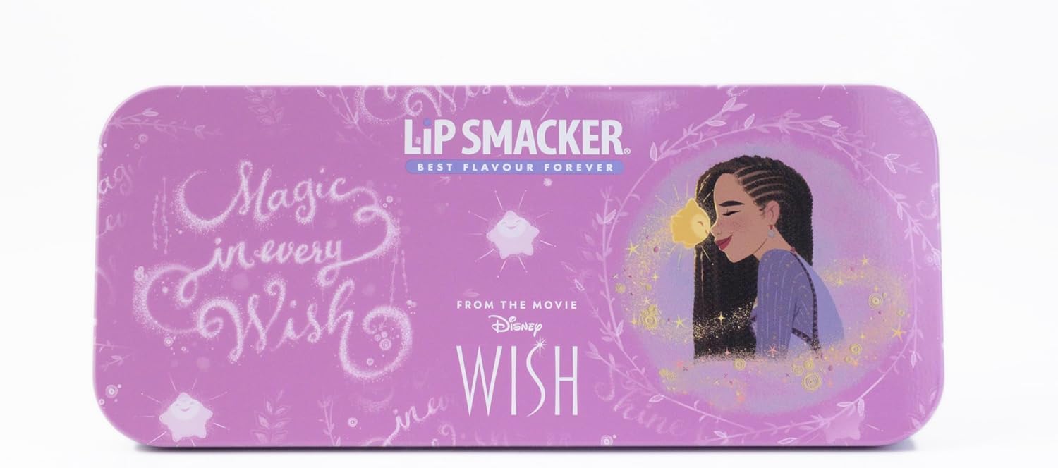 Lip Smacker Wish Lip & Face Tin, Kids Makeup Set with Disney Wish-Inspired Lip Gloss and Shimmer Creams in Different Shades, Applicators Included, Disney Princess Gifts for Endless Creativity