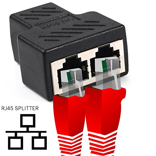RJ45 Splitter Adapter, DISDIM 1 to 2 Port USB to RJ45 Socket Adapter Interface Ethernet Cable 8P8C Extender Plug LAN Network Connector for Cat5, Cat5e, Cat6, Cat7