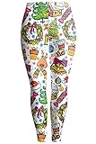 Pink Queen Women's Christmas Santa Claus Print Leggings Stretchy Tights
