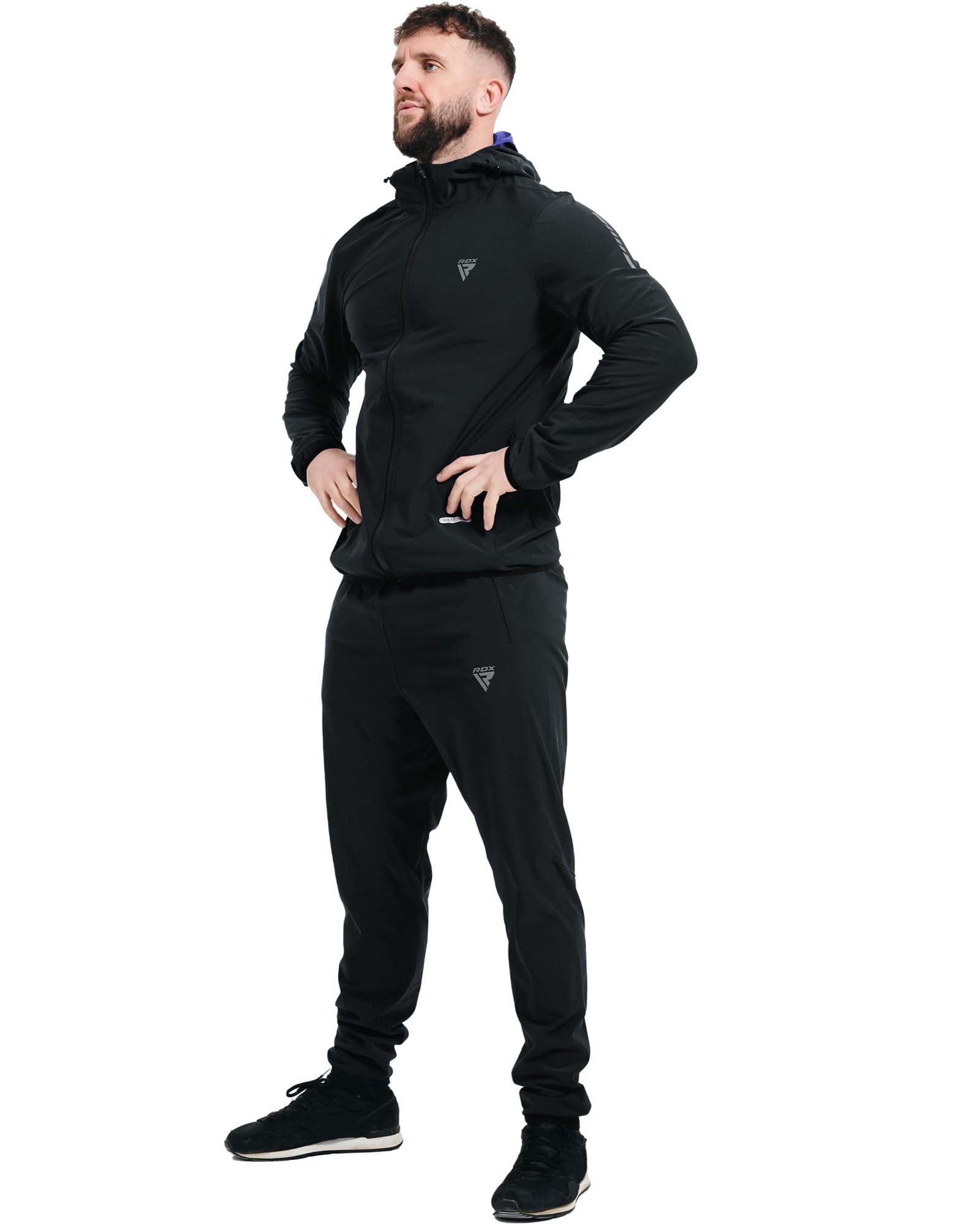 RDX MMA Sauna Suit Non Rip Sweat Suit Track Weight Loss Slimming Fitness Gym Exercise Training, Black, M