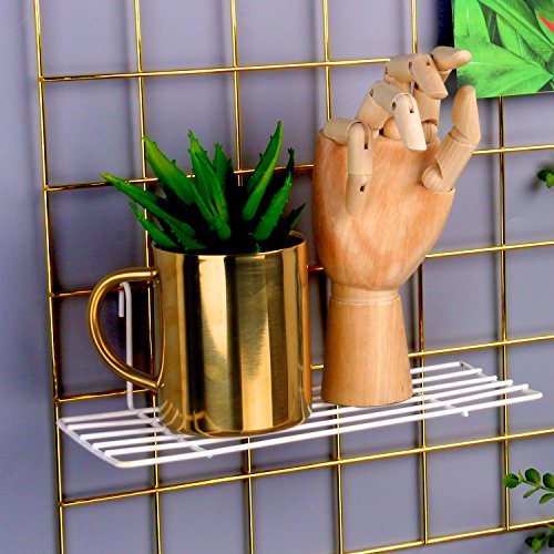 Simmer Stone Multifunction Grid Panel Photo Wall ,Wire Mesh Display Panel Decorative Iron Rack Clip Photograph Wall Hanging Picture,Fashion Art Display & Organizer Gold 1PCS ,23.6"x 23.6