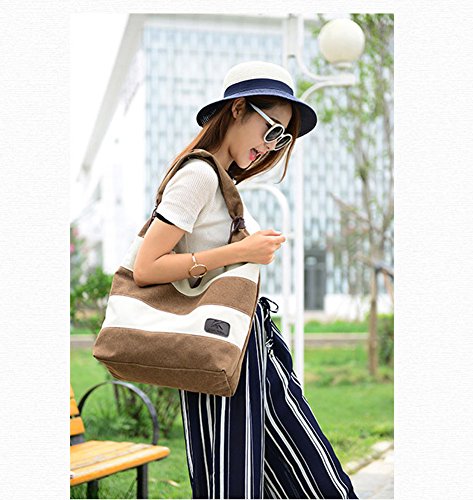 Ecokaki Women's Hobo Tote Bag Canvas Straped Bag Large Handbag Shopper Shoulder Bag Black - Thumbnail 2