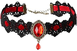IS4U Gothic Lace Choker Necklace with Vintage Crystal Gems - Vampire Bat Design, Perfect for Halloween, Parties & Costumes