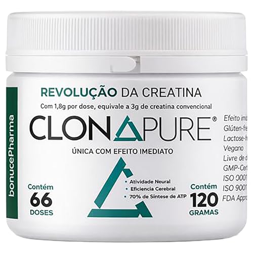 Clonapure® Creatina de Efeito Imediato 120g | 66 Doses | Alta Absorção | Vegana | Sem Glúten e Lactose Performace Treinos