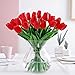 Jasion 10 Pcs Artificial Tulips Real Touch PU Flower Arrangement Bouquet Home Wedding Parties Decor (Red)