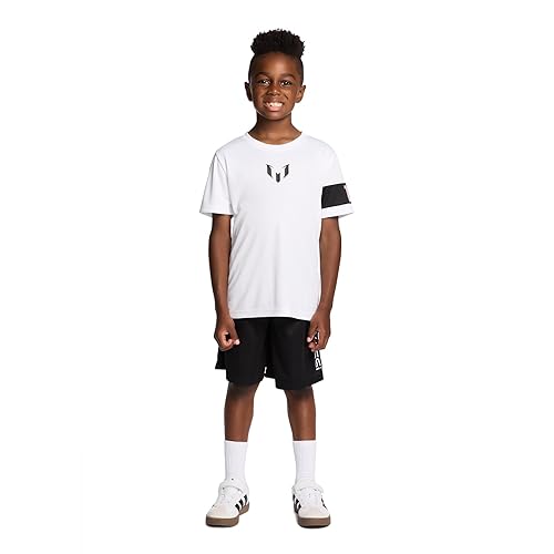 Messi Boys' Lifestyle Short Sleeve 2-Piece Set, Slim-Fit Jersey Set with Top & Shorts