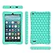 Fintie Silicone Case for Amazon Fire 7 Tablet (Previous Generation 7th, 2017 Release) - [Honey Comb Upgraded Version] [Kids Friendly] Light Weight [Anti Slip] Shock Proof Protective Cover, Turquoise