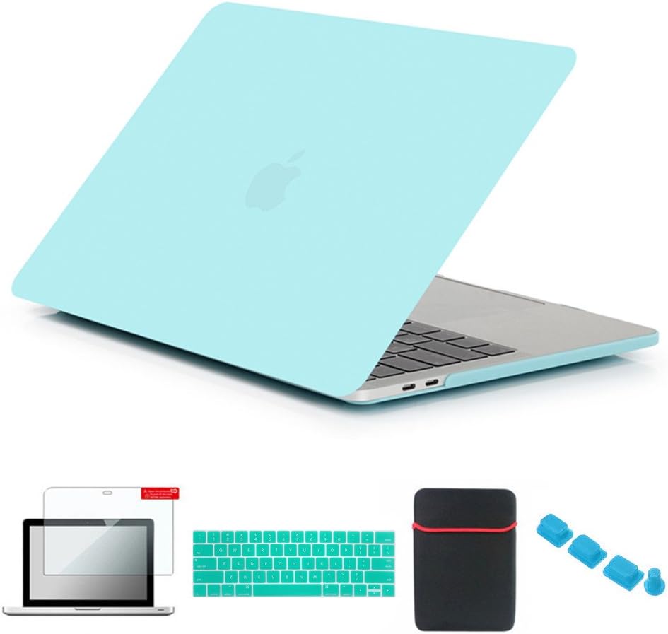 Se7enline MacBook Case for MacBook Pro 13 inch A1706/A1708/A1989/A2159 2016-2019 with/Without Touch Bar Plastic Hard Cover with Sleeve, Keyboard Cover, Screen Protector, Dust Plug, Turquoise Blue